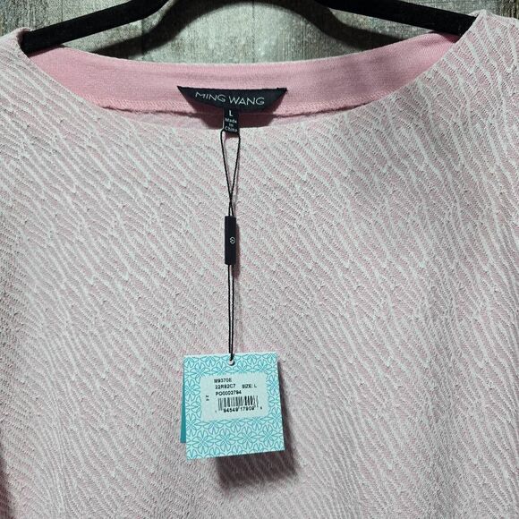 Ming Wang Floral Lace Hem Knit Sheath Dress Whisper Pink NWT $240 - Picture 7 of 8